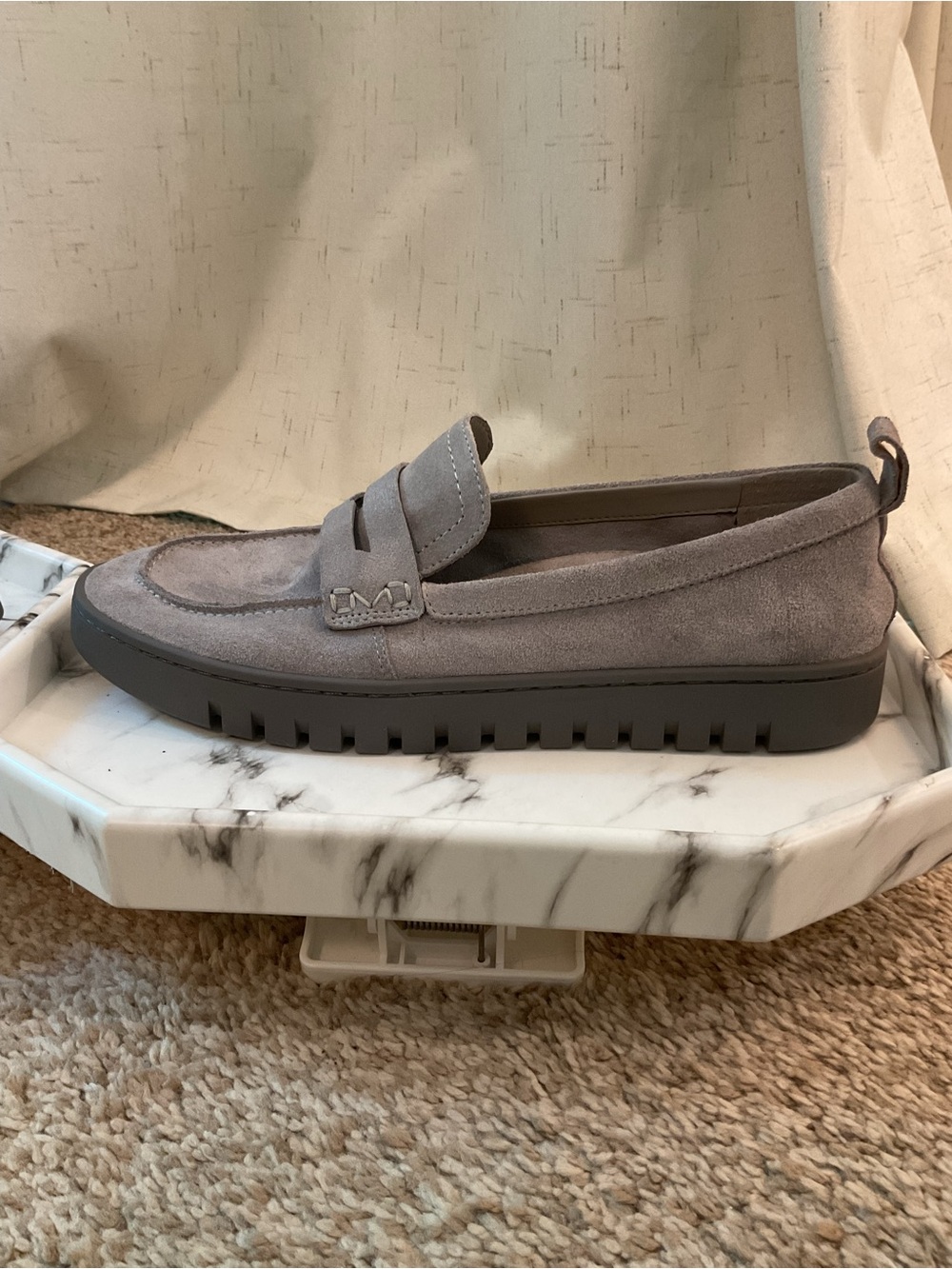 Vionic Suede Penny Loafer in Light Gray - Women’s Casual Slip-On
